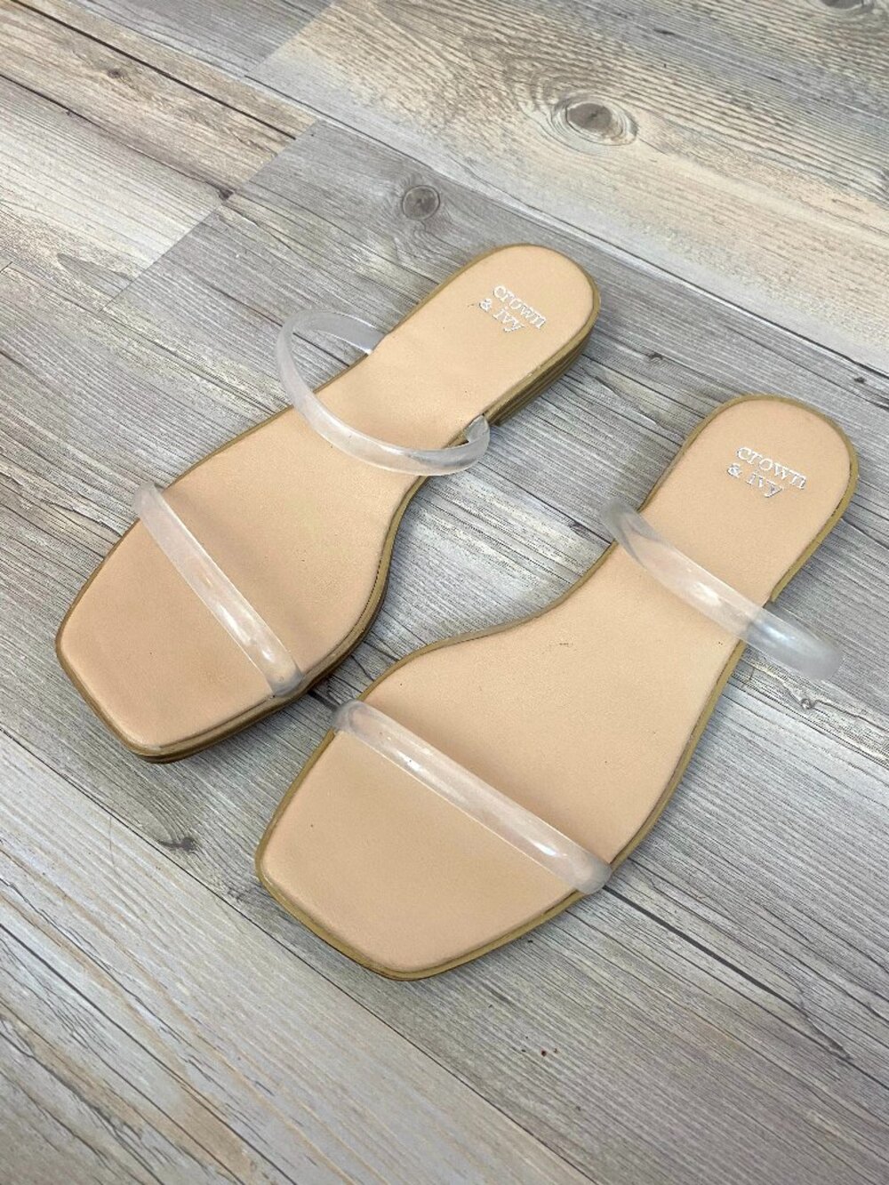 Crown & Ivy Clear Strap Sandals Size 7.5